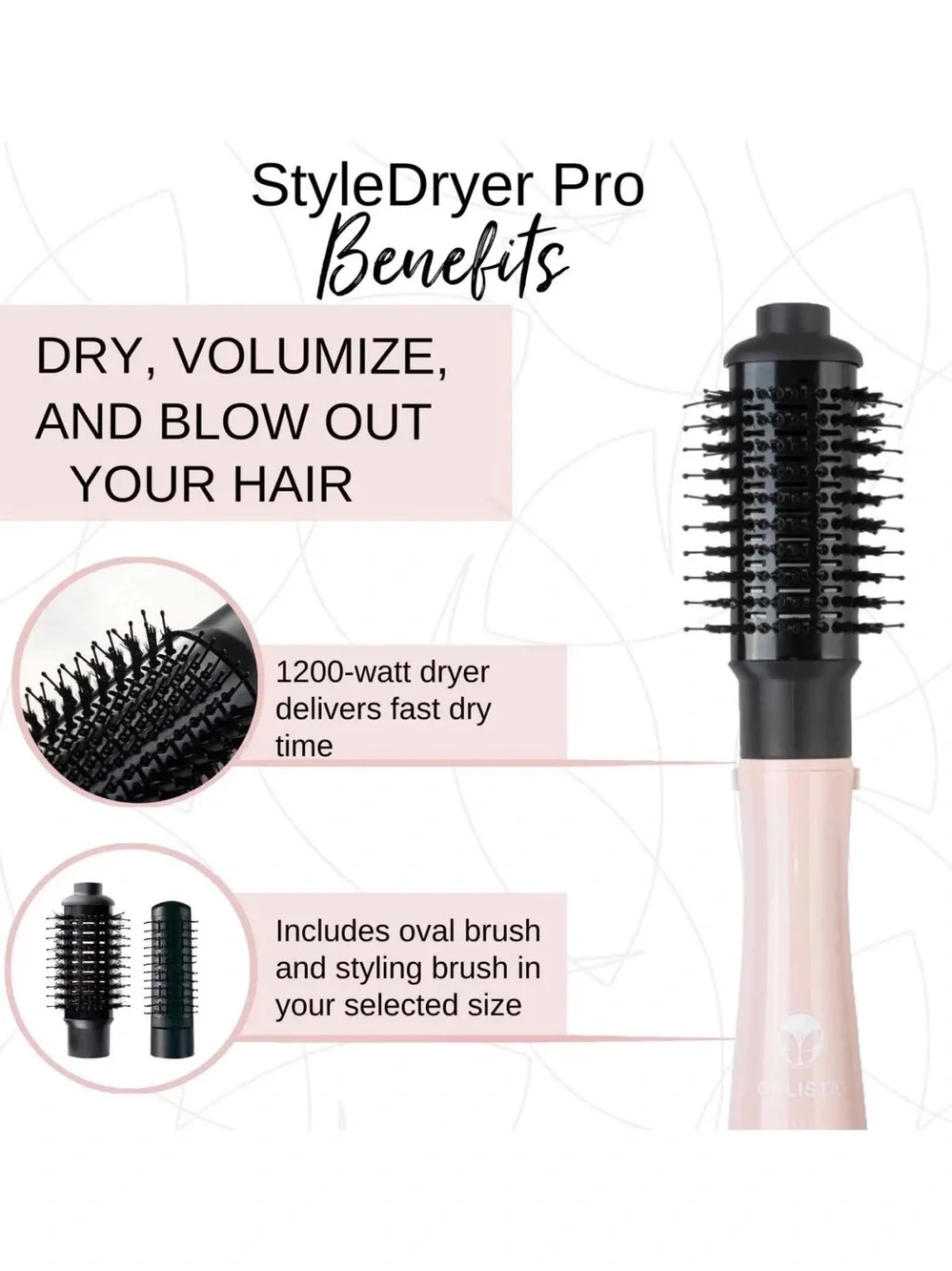 Calista StyleDryer Custom Blowout Pro Hot Air Brush Set w/ 2 Brush Attachments